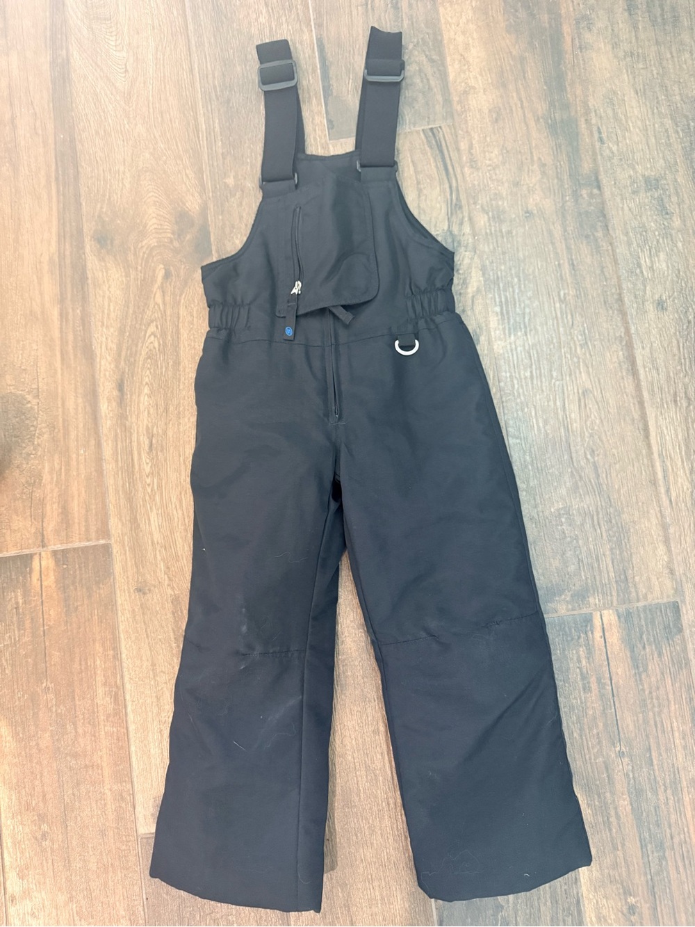 Kids Black Insulated Snow Overalls with Adjustable Straps